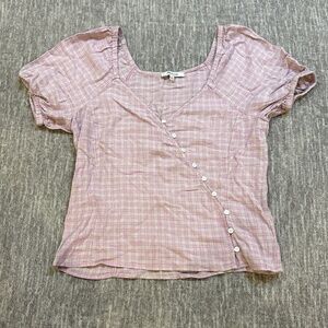 Madewell Linen blend plaid top